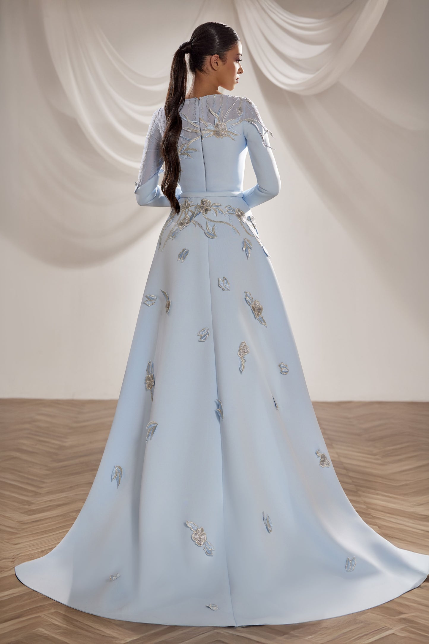 Long Sleeve Floral Gown