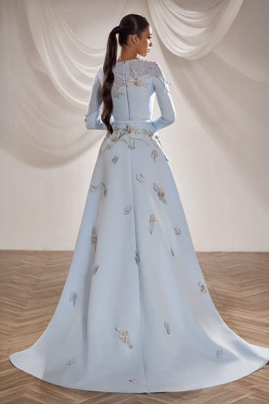 Long Sleeve Floral Gown