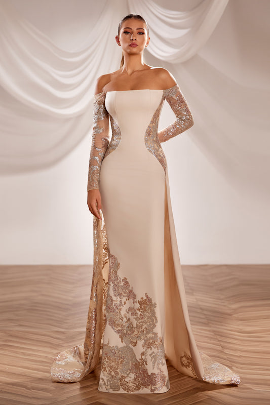 Strapless Crepe Gown