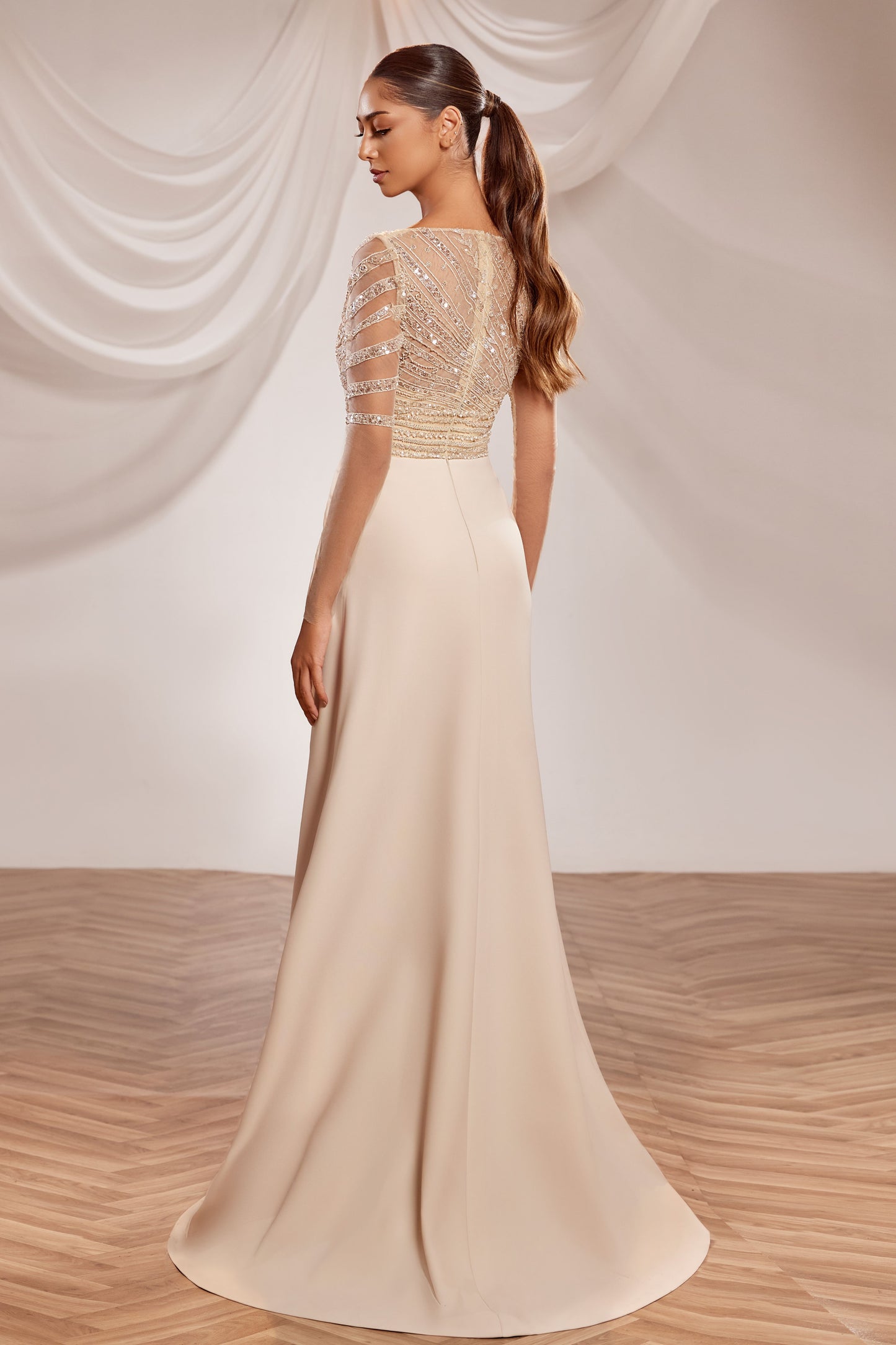 Asymmetric Sleeve Gown