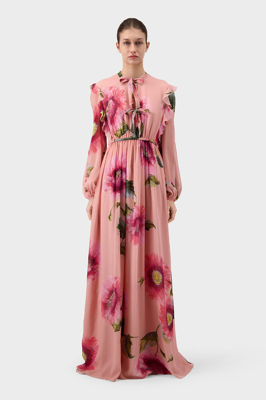 Ruffled Georgette Maxi Gown