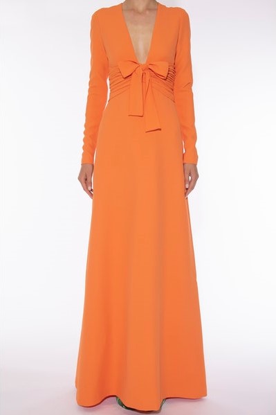 Long Sleeve Bow Bodice Gown