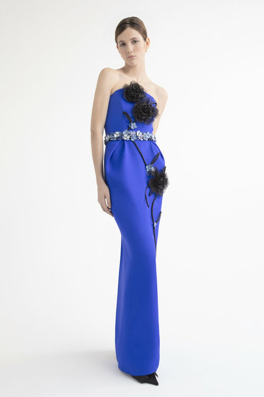 Floral Embellished Gown with Tail