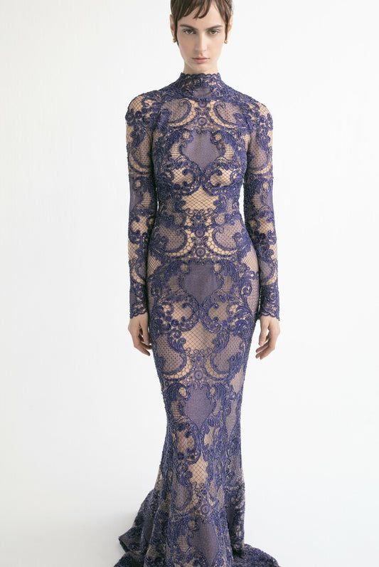Fitted Long Sleeve Trumpet Gown