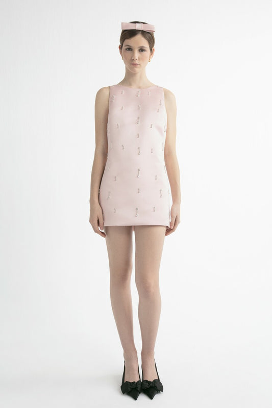Embellished Mini Dress with Back Bow