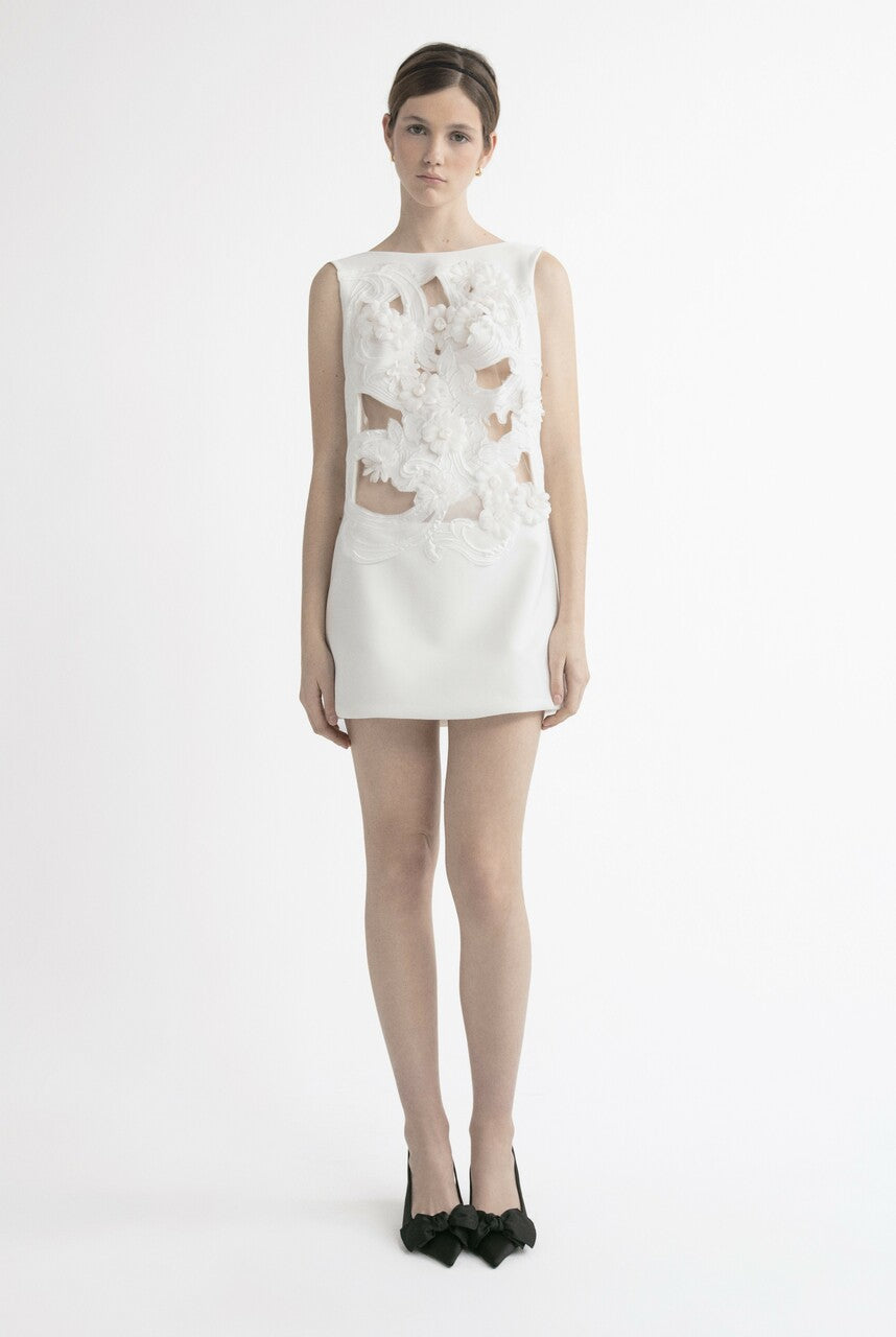 Sleeveless Mini Dress with Floral Motif