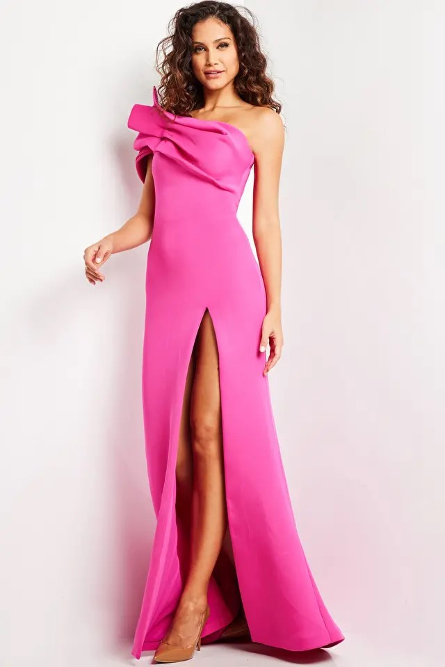 One Shoulder High Slit Gown