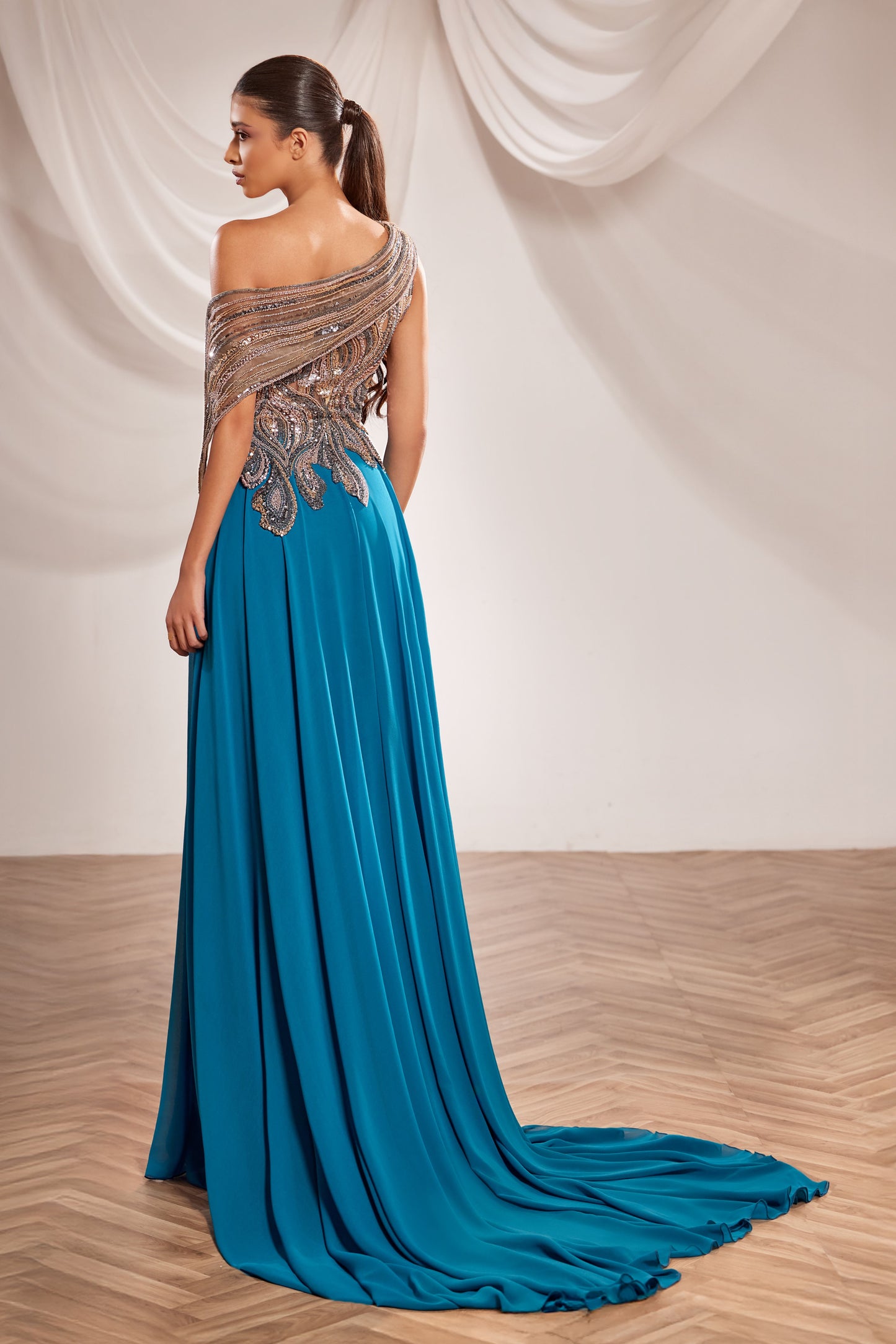 Embroidered Bodice Gown