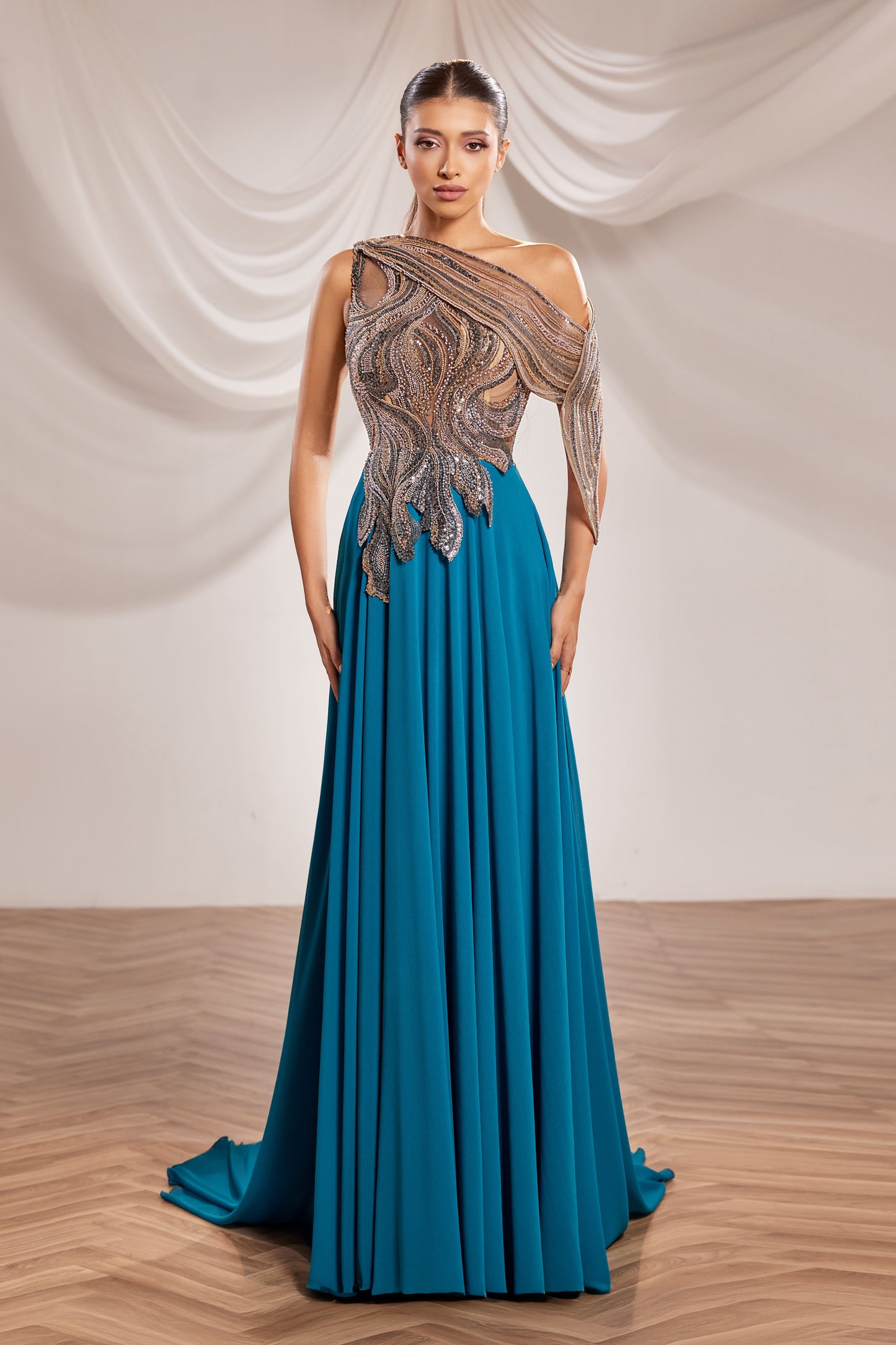 Embroidered Bodice Gown