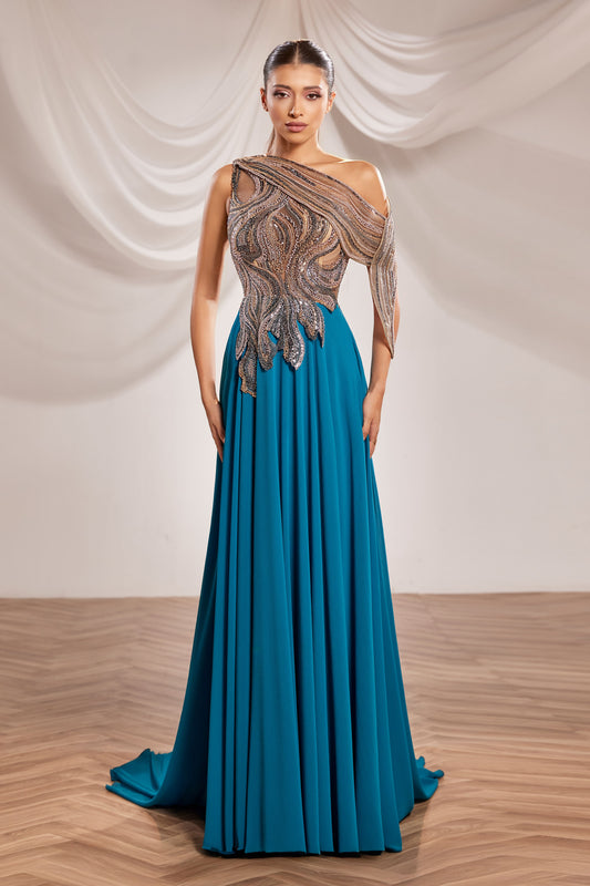 Embroidered Bodice Gown