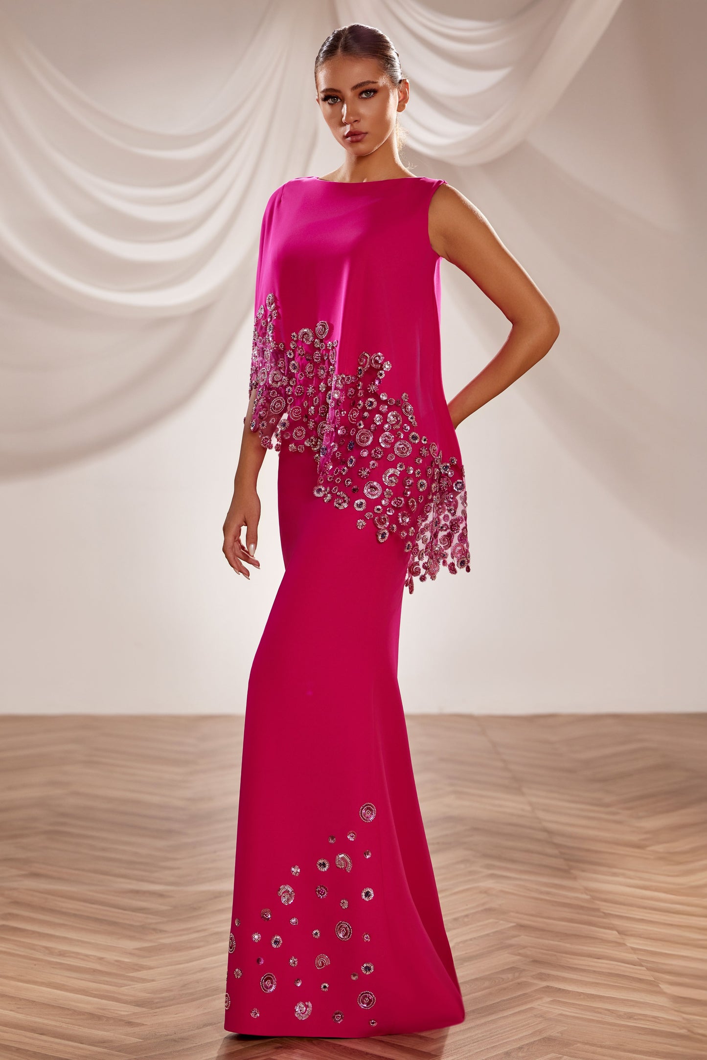 Cape Overlay Gown