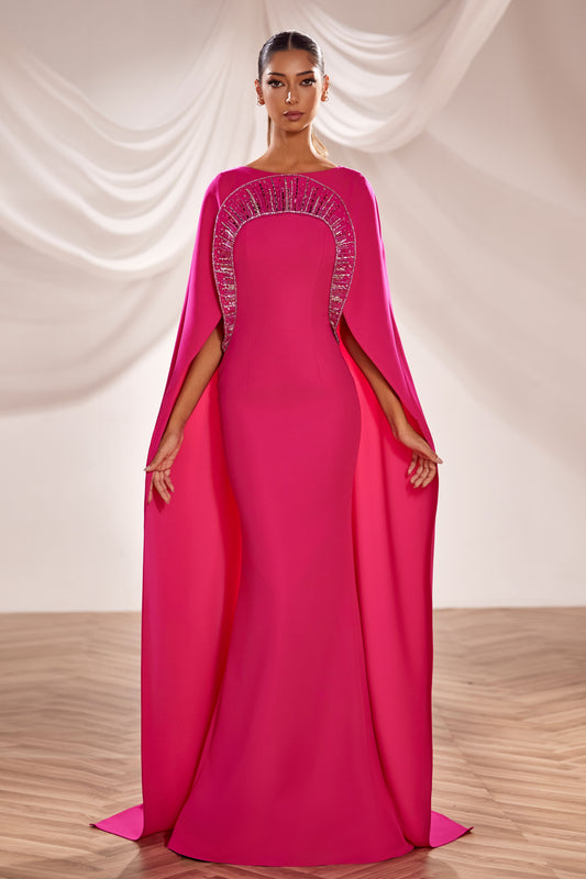 Cape-Sleeve Gown