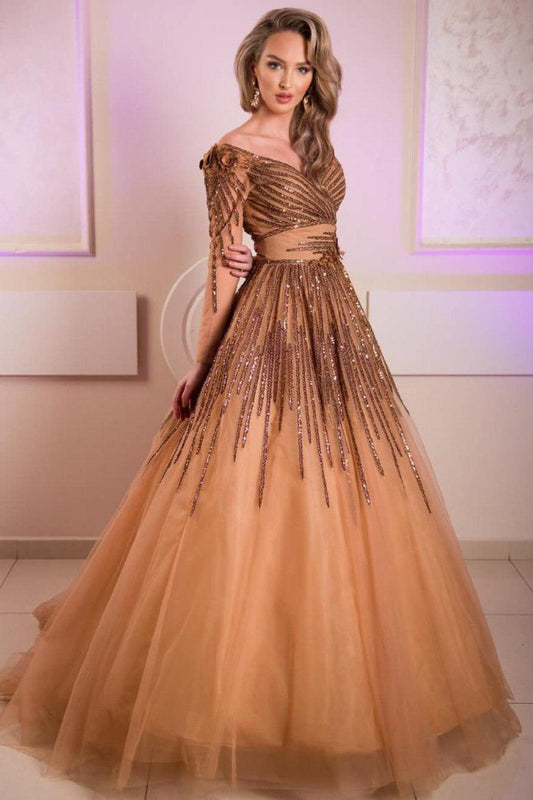 Sequin Starburst Ball Gown