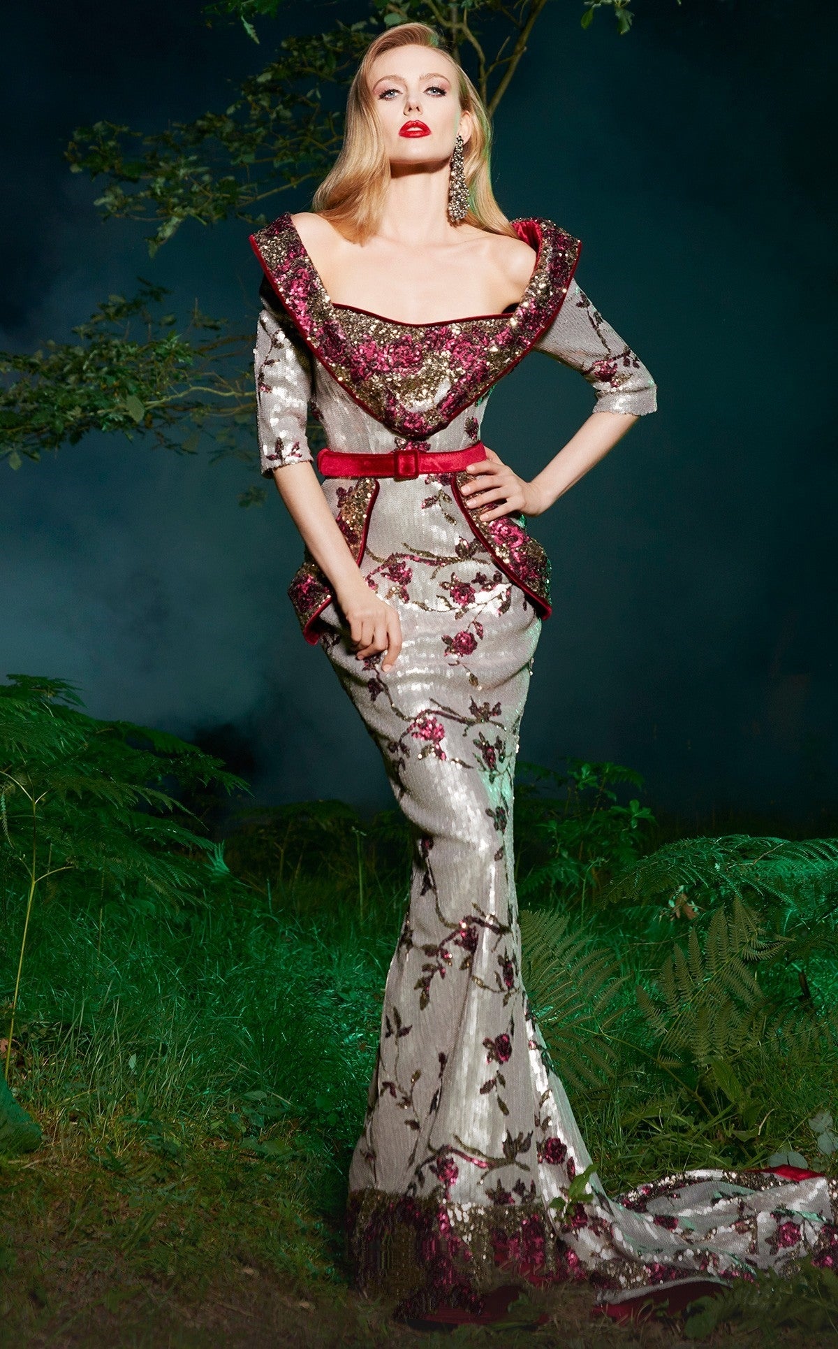 Open Neck Evening Gown