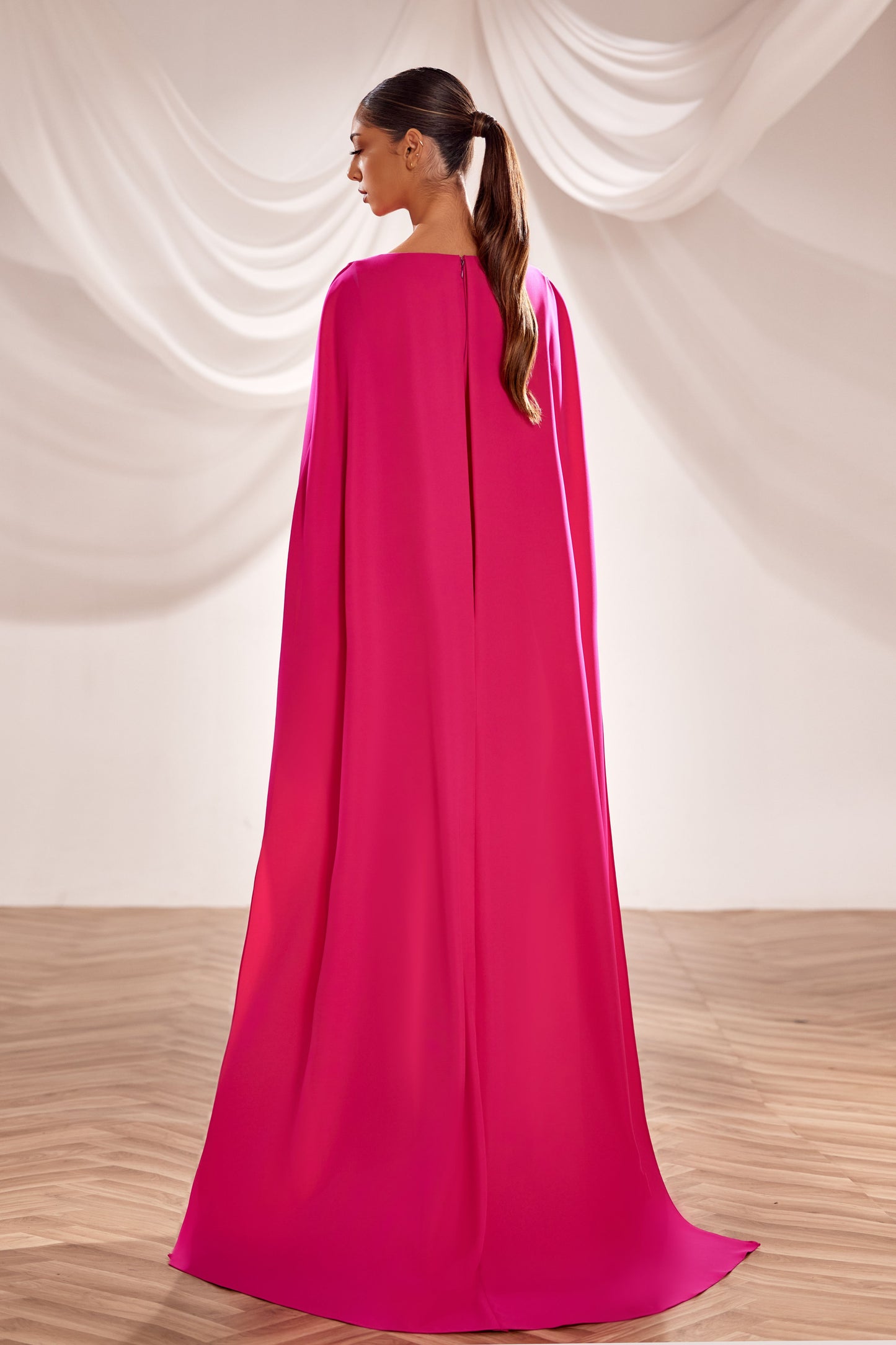 Cape-Sleeve Gown
