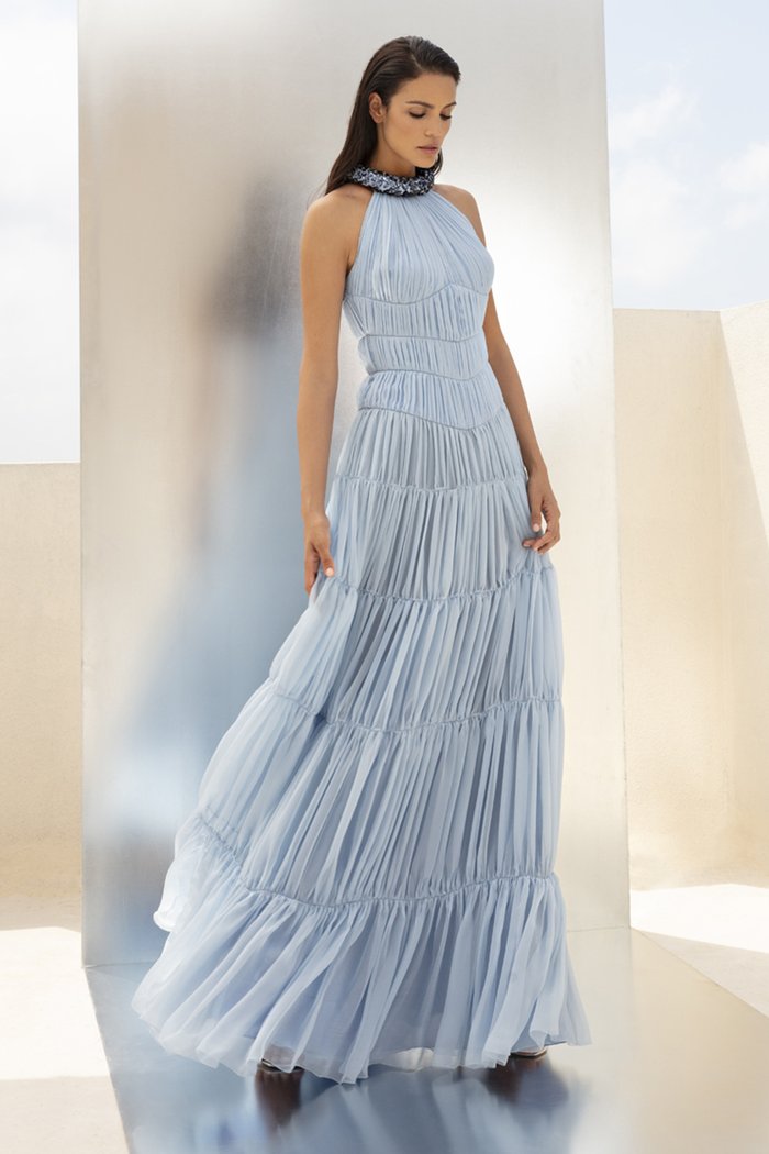 Light Blue Tiered Gown