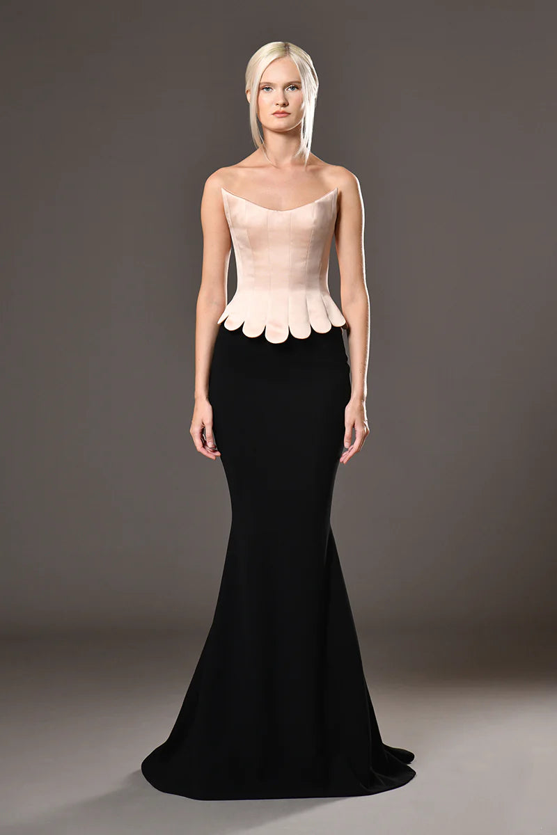 Strapless Corset and Crepe Skirt