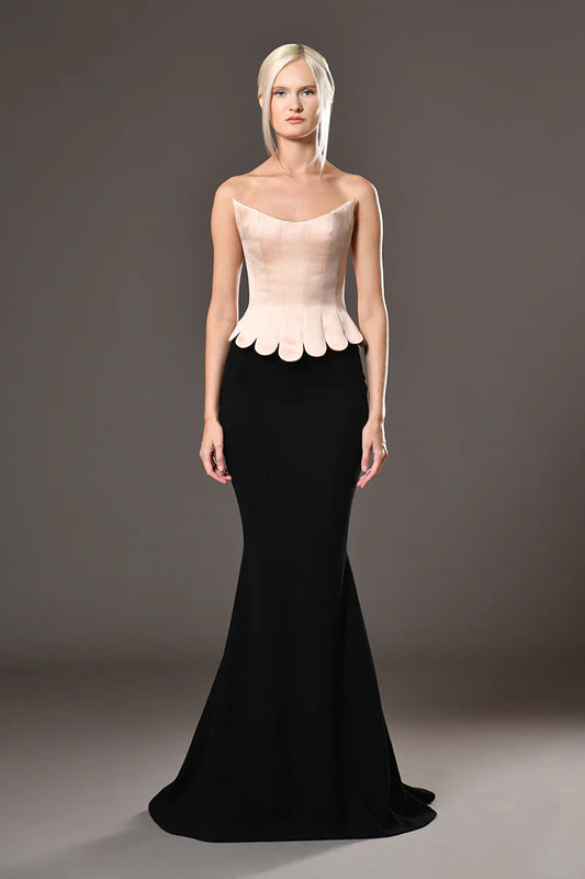 Strapless Corset and Crepe Skirt