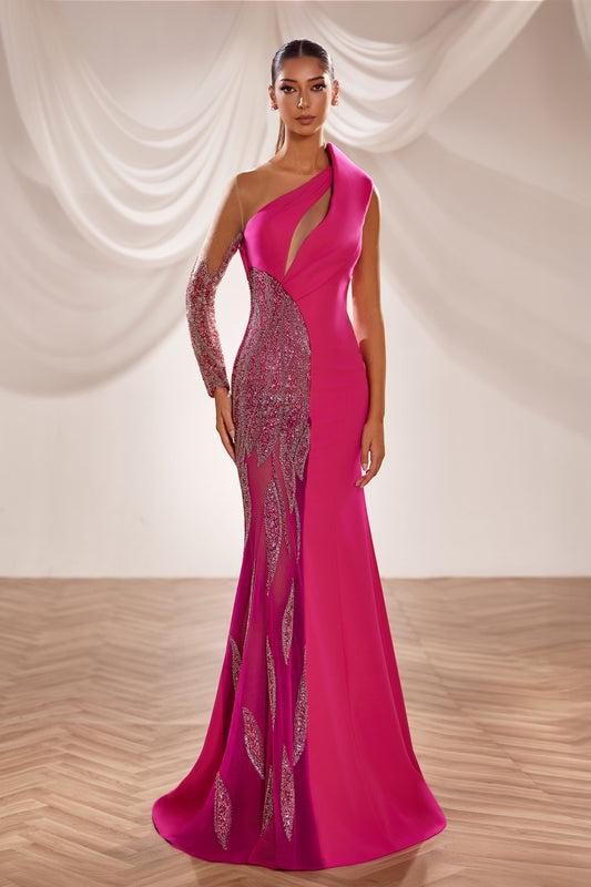 One-Shoulder Neckline Gown