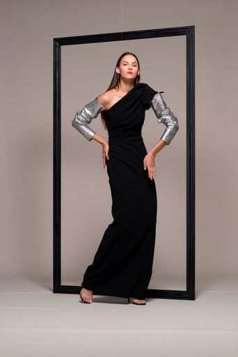 Embellished One Shoulder Evening Gown