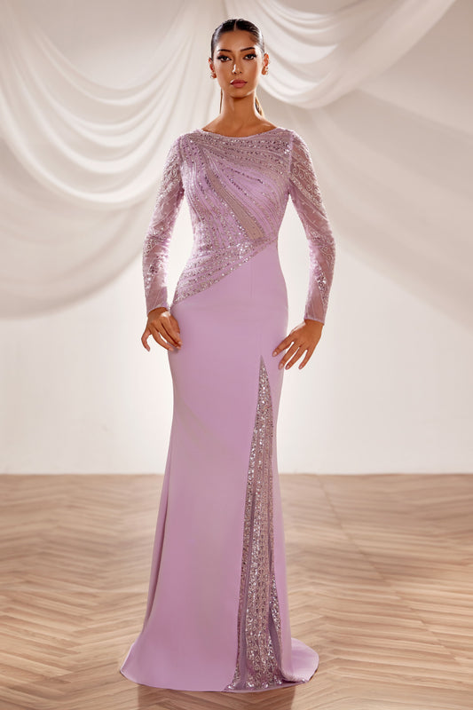 Asymmetrical Beaded Gown