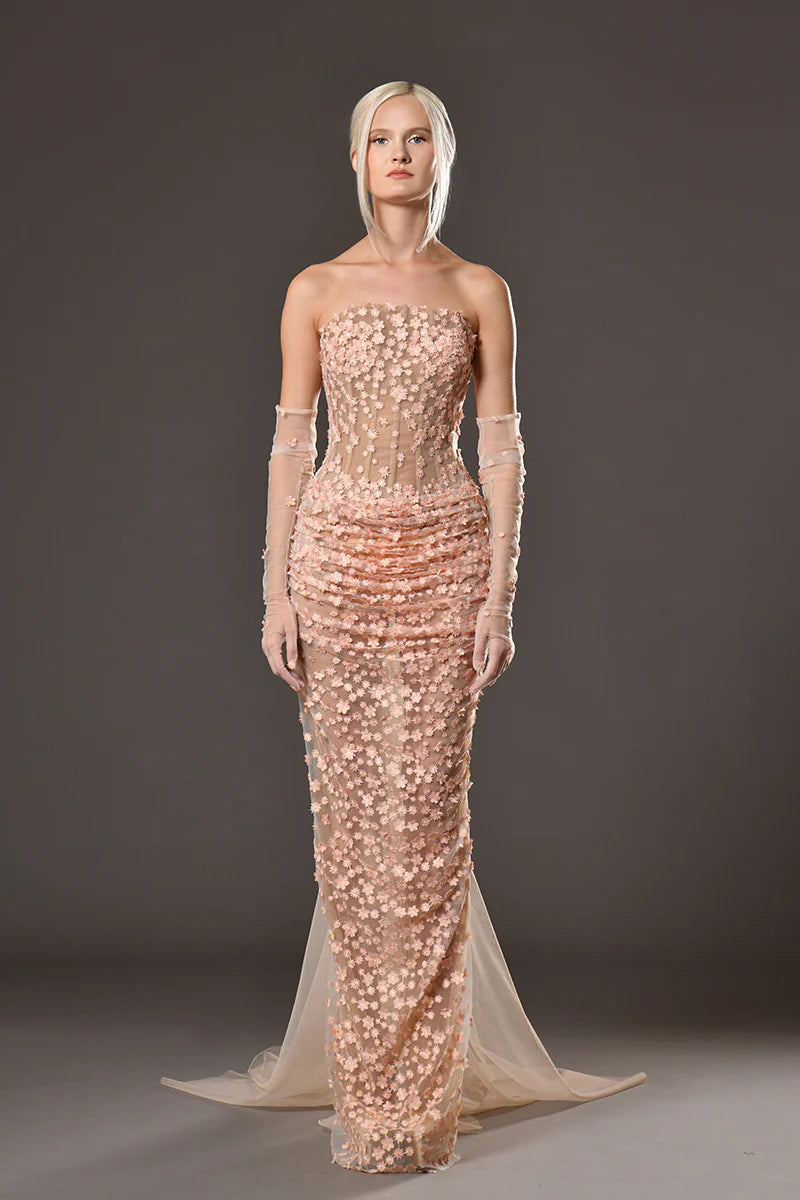 Open Shoulder Flower Dress