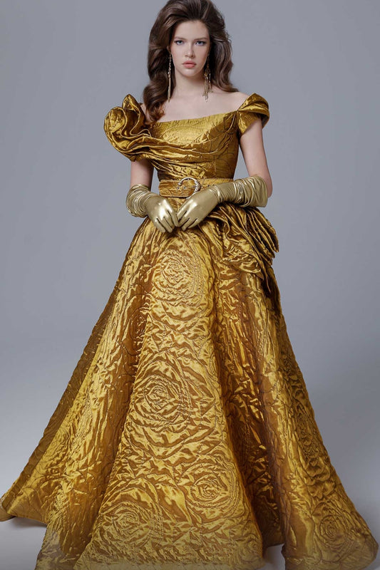 Textured Gold Ball Gown