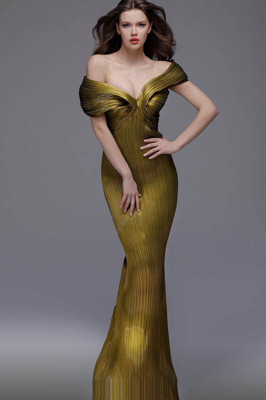 Off Shoulder Textured Gown