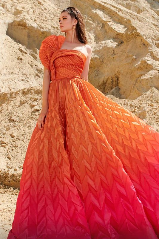 One Shoulder Ombre Gown
