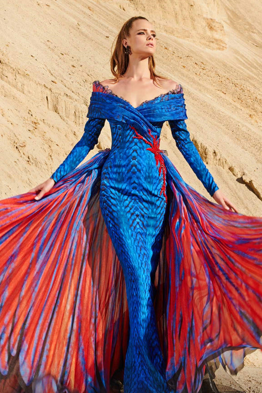 Off Shoulder Long Sleeve  Gown