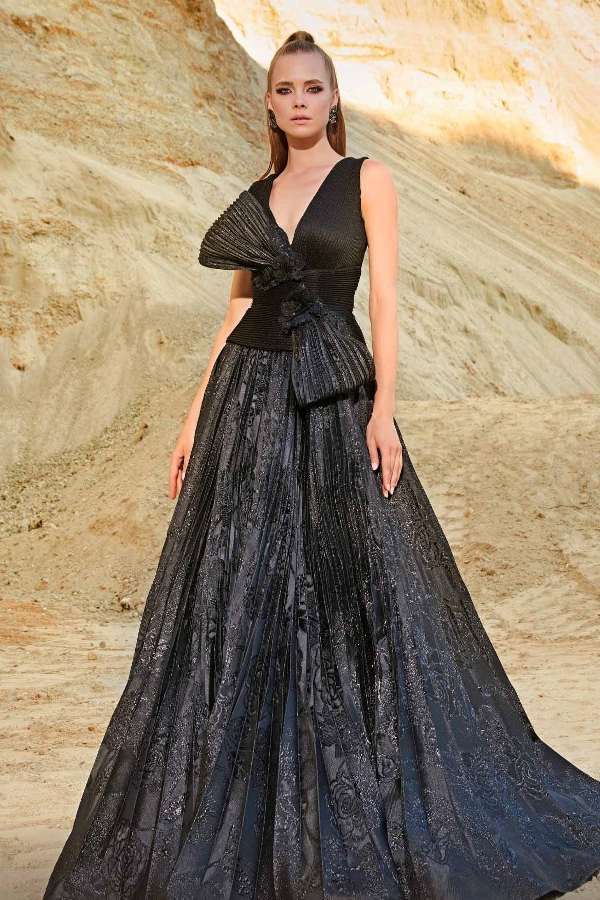 Sleeveless Sculpted A-Line Gown