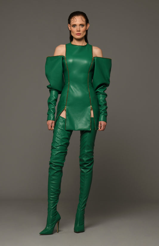 Long Sleeve Leather Dress