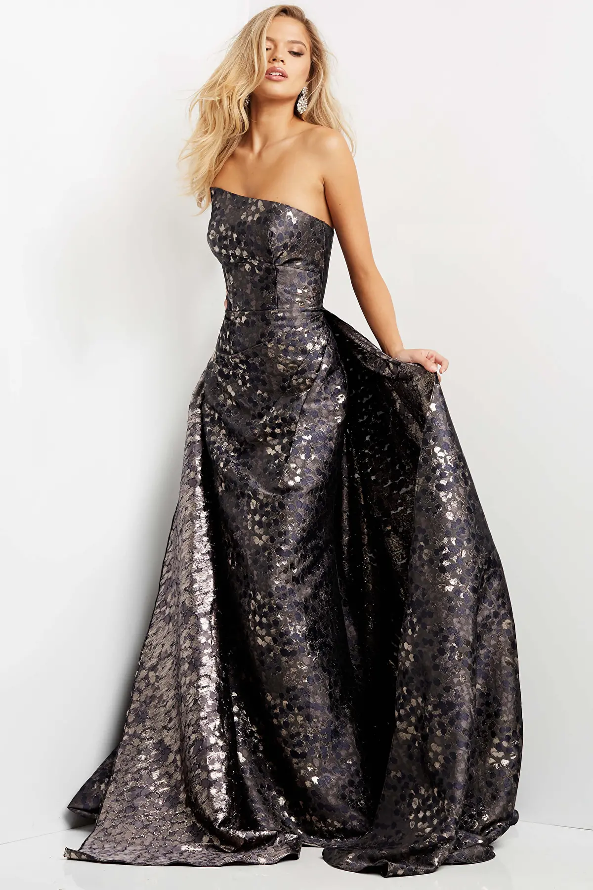 Strapless Fitted Gown with Overskirt