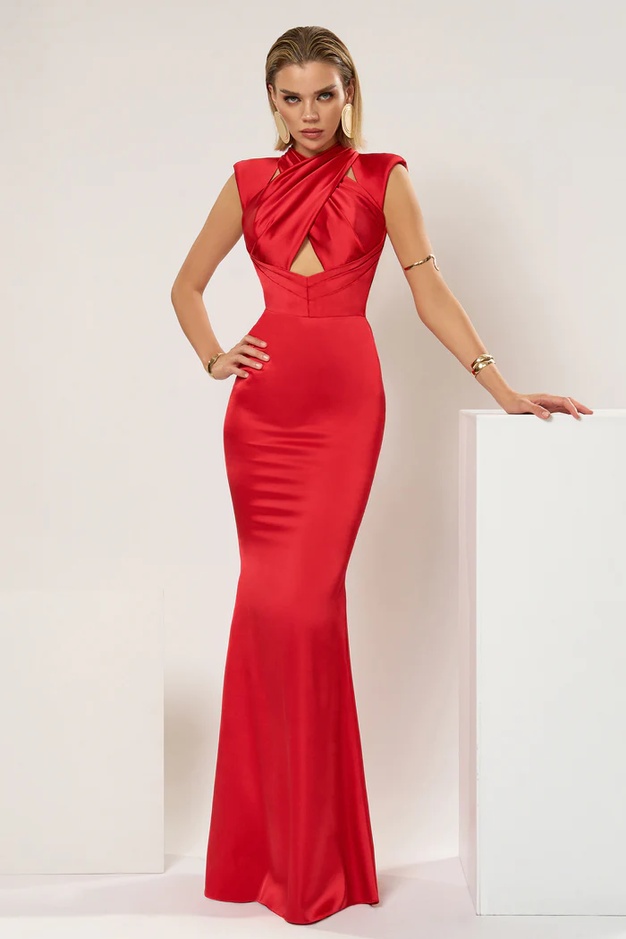 Serenity Open-Back Satin Gown