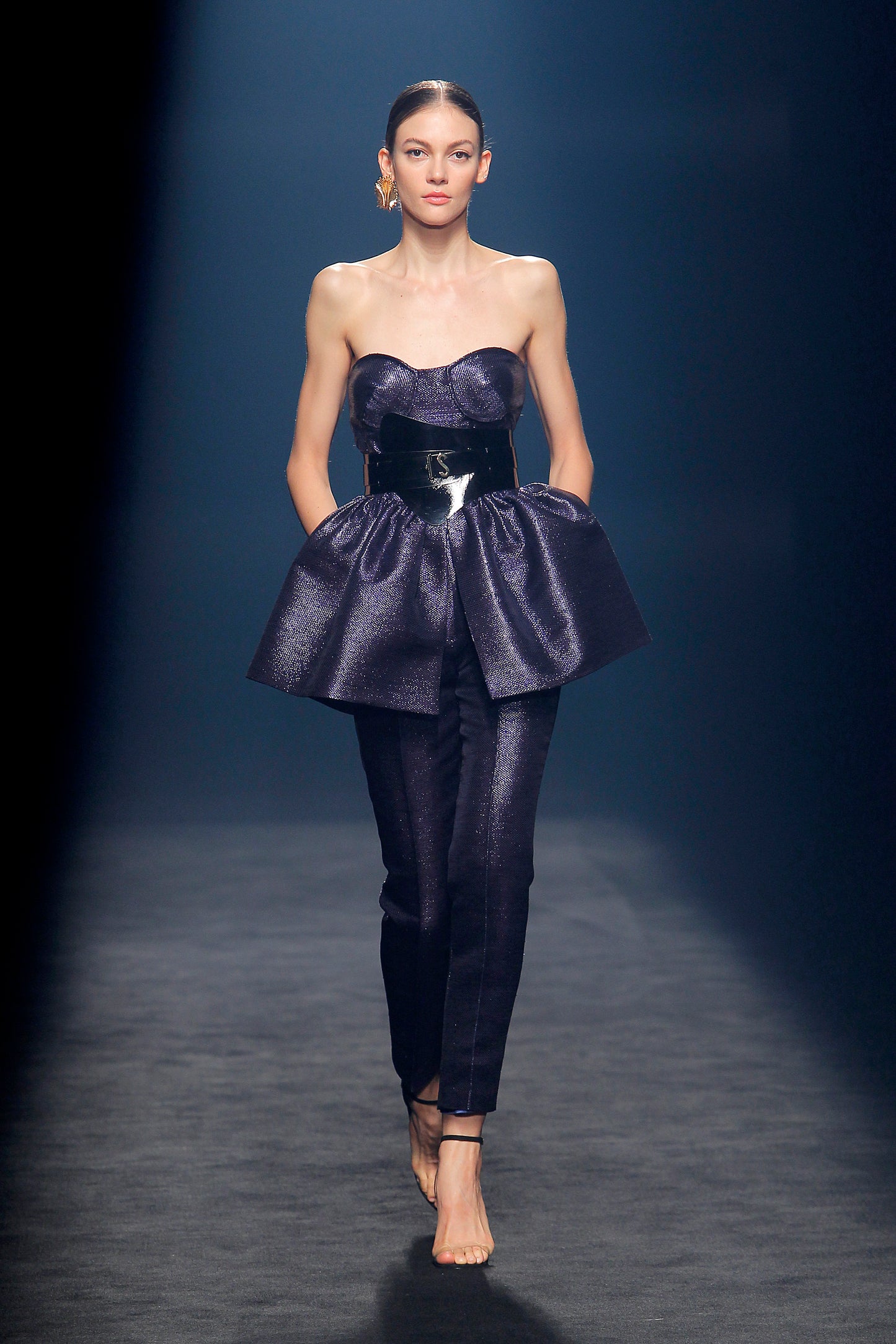 Caldogno Strapless Peplum Top and Trousers