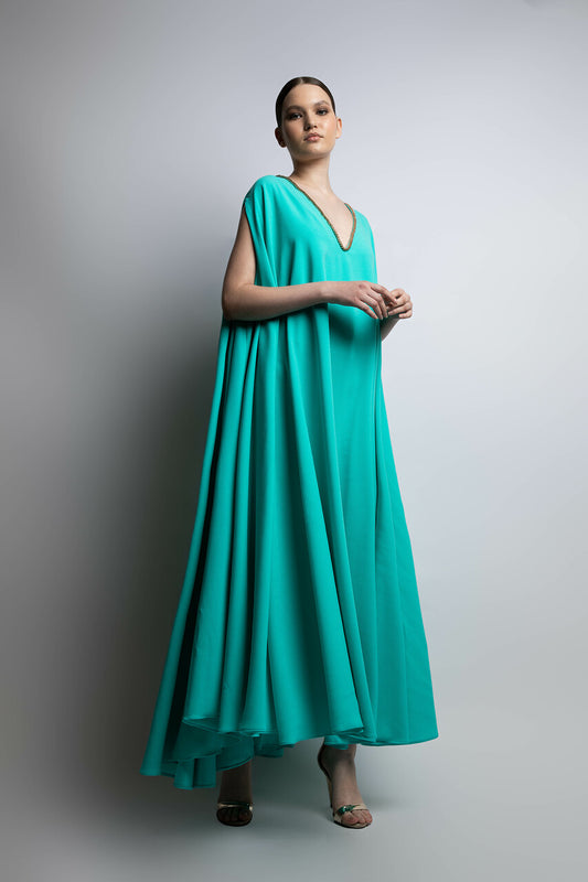 Beaded V-Neckline Dress