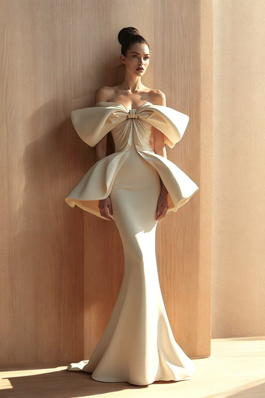 Off Shoulder Peplum Gown