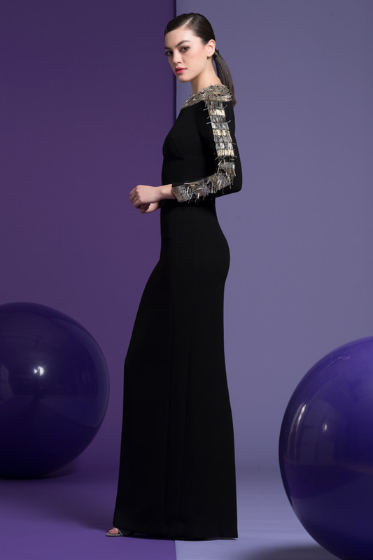 Black Long Sleeve Ann Gown