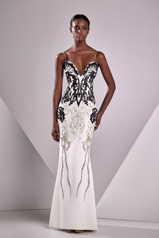 Crepe and Handmade Embroidery Gown