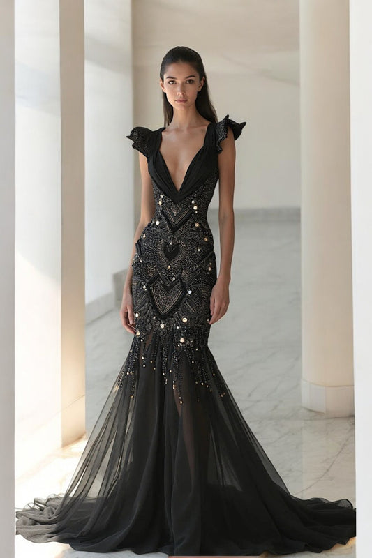 Flared Plunging Gown