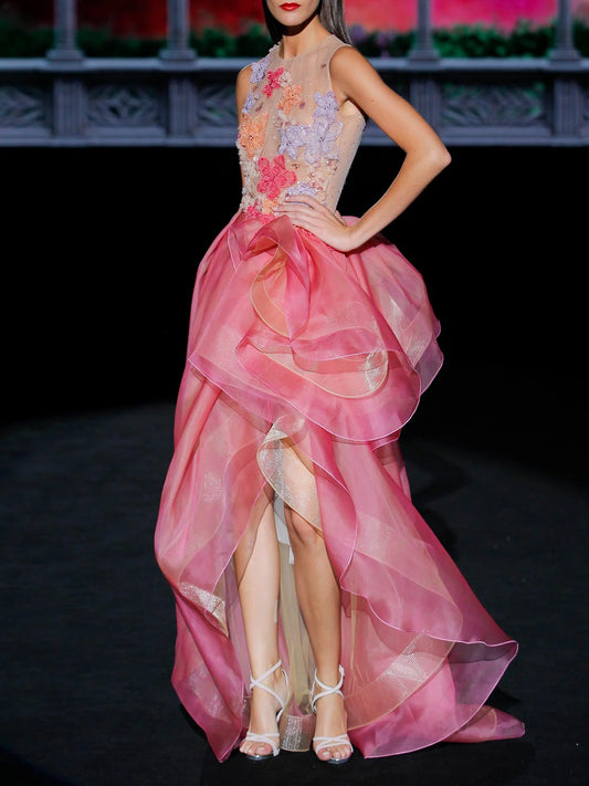 Dress with Side Cape and Open Skirt