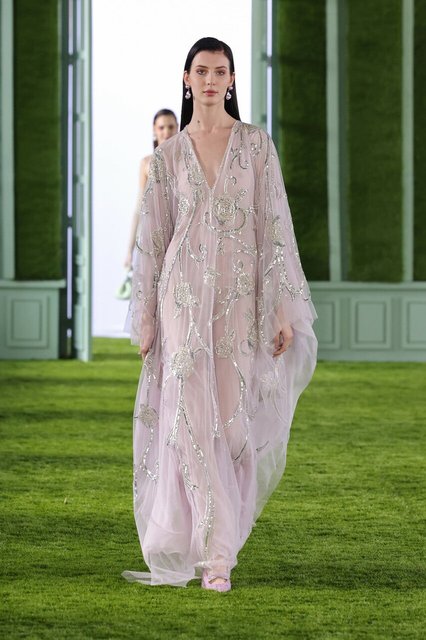 Beaded Crystallized Tulle Kaftan