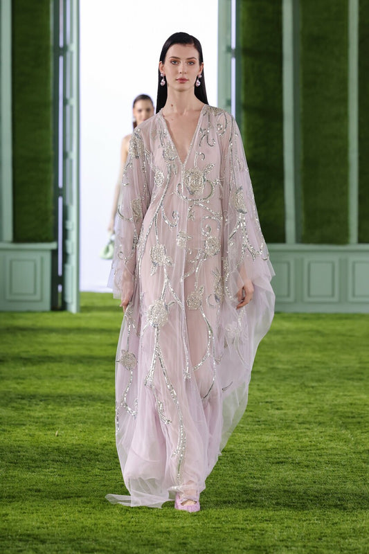 Beaded Crystallized Tulle Kaftan