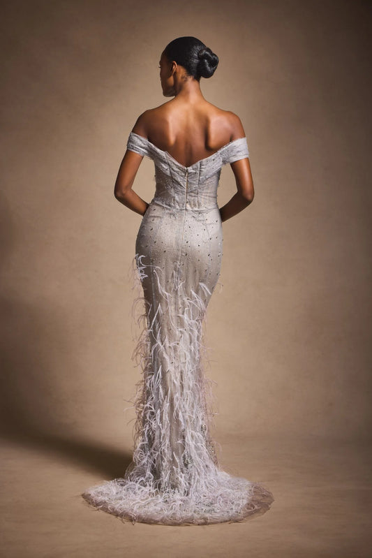 Off Shoulder Chiffon Gown