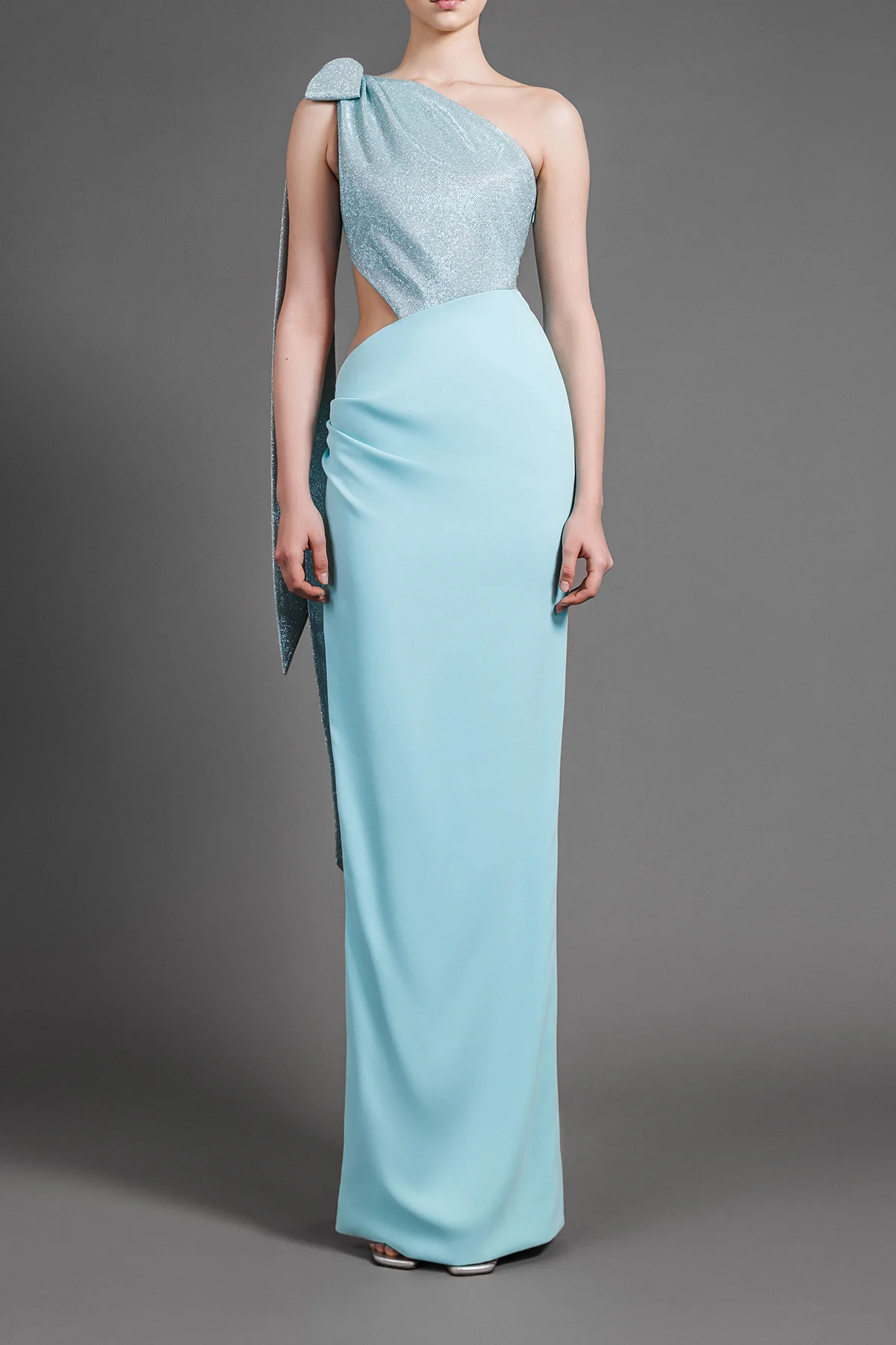 Shimmery Lurex and Crepe Gown