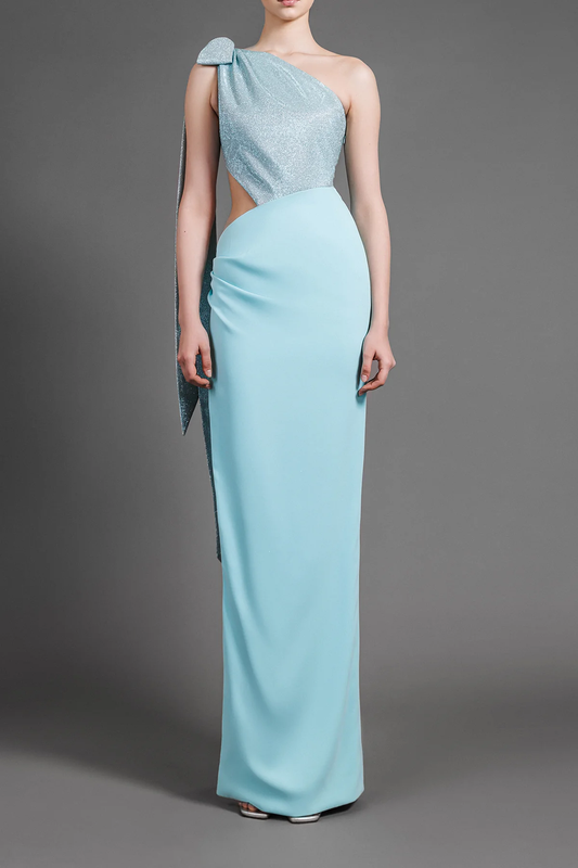 Shimmery Lurex and Crepe Gown