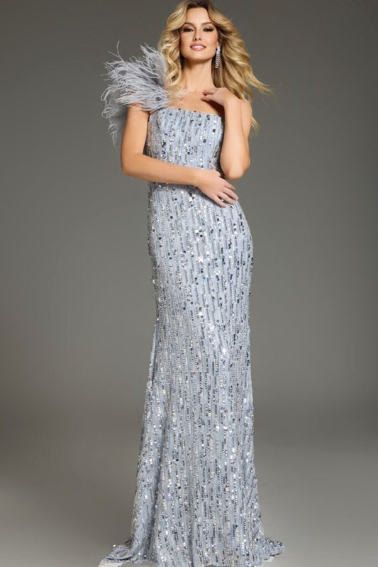 One-Shoulder Fully Sequined Gown