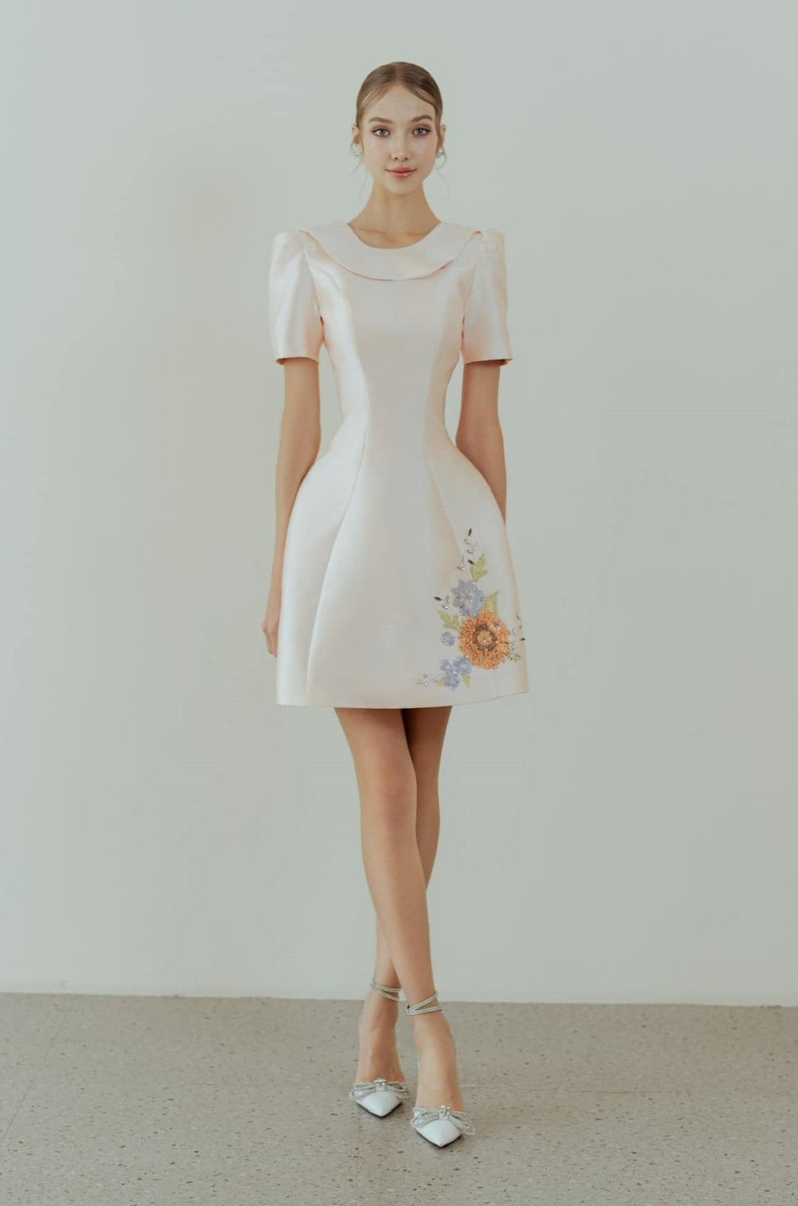 Short Sleeved A-Line Mini Dress