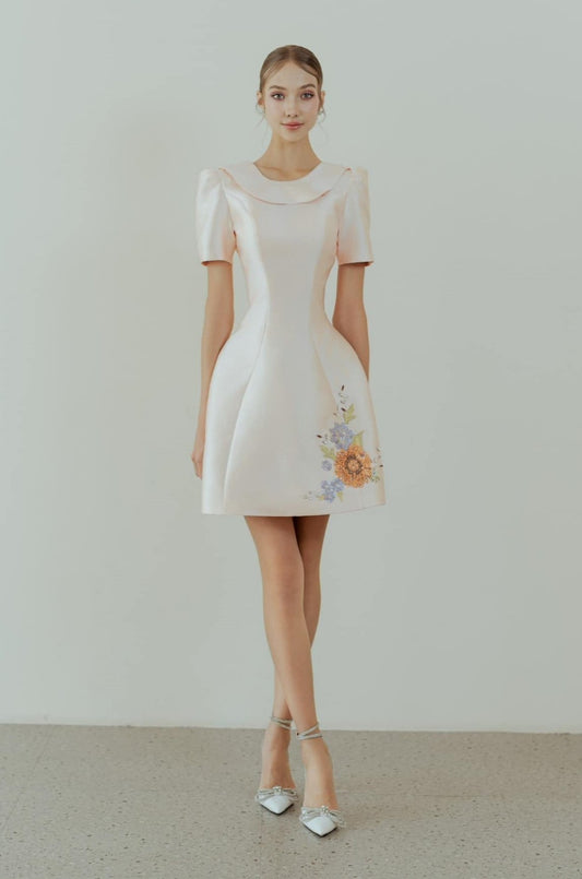 Short Sleeved A-Line Mini Dress