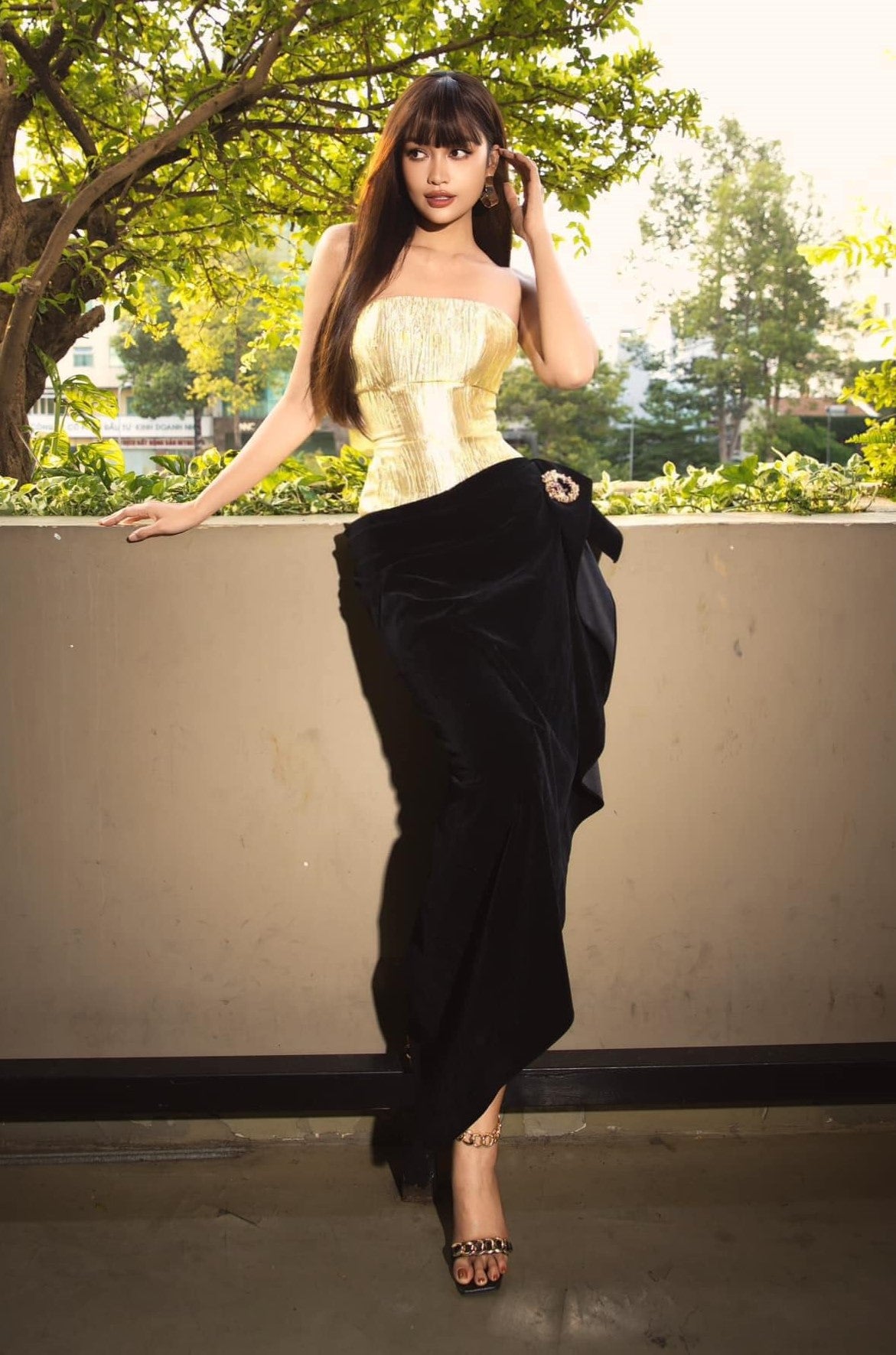 Strapless-Draped Dress